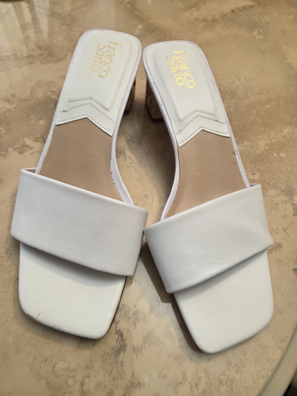 Franco Sarto White Slide Sandals